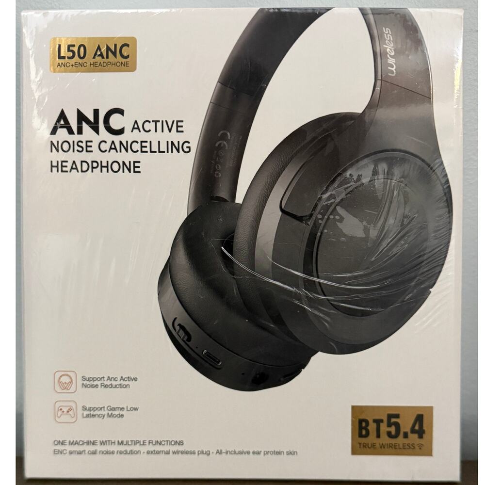 Wireless Headphones Bluetooth 5.4 Noise Cancelling Black New Sealed